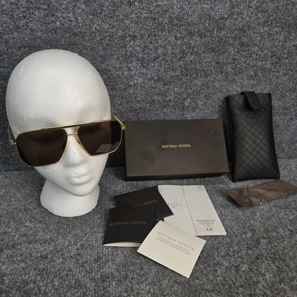 Bottega Veneta Square Sunglasses BV1012S 003 Gold 60 13 145 Made in Italy